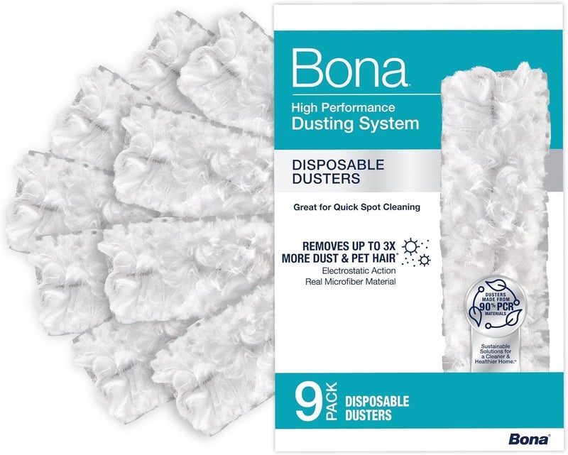 BONA Disposable Duster Refills - 9 Pack - High Performance Dusting System - Microfiber Dusters Remove Dust and Pet Hair for Quick Spot Cleaning - Image 1